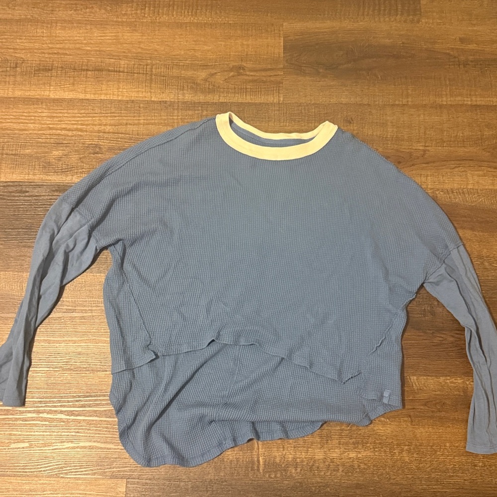 We The Free Blue Top with Cream Trim